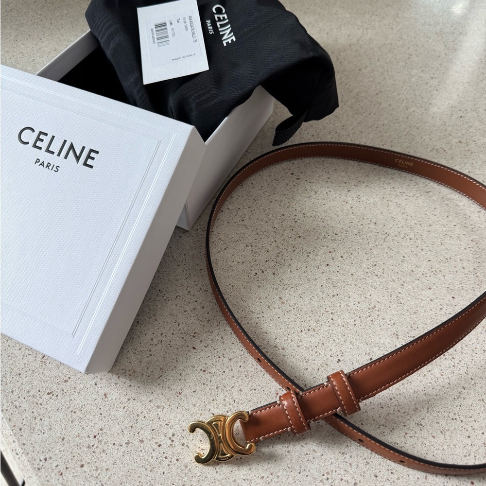Celine small triomphe belt in tan size 75